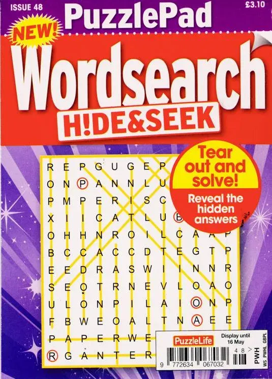 Puzzlelife Puzzlepad Wordsearch Hide & Seek Magazine